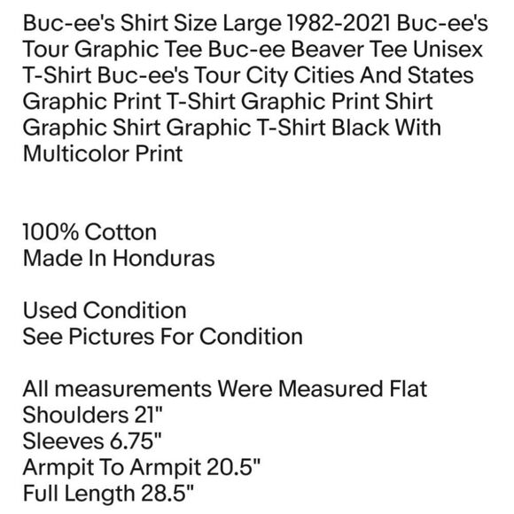 Buc-ee's Shirt Size Large 1982-2021 Buc-ee's Tour Graphic Tee Buc-ee Beaver Tee - Picture 2 of 6